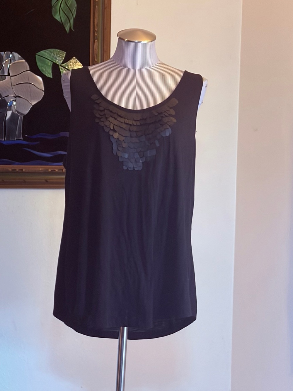 Lane Bryant Black Sleeveless Tank with Layered Sequin Bib